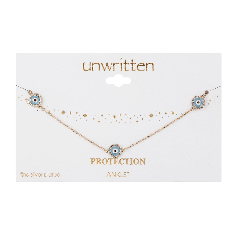 Gold-Plated Anklet Ankle Bracelet with Nazar Charm Amulets Evil Eye Protection - Picture 2 of 2